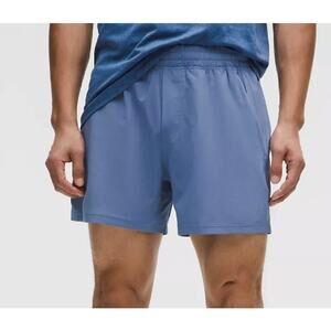 Lululemon Men’s Athletic Shorts XL Blue Lined Running Training Gym Zip Pocket